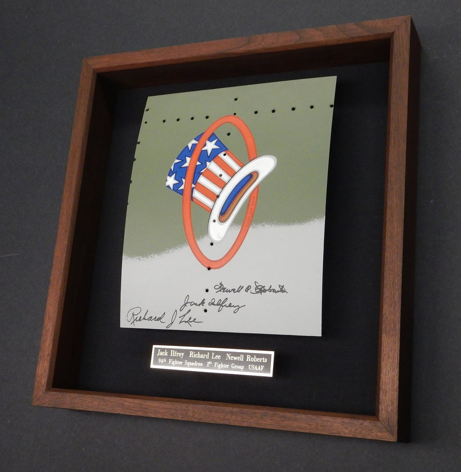 Ilfrey/Roberts/Lee trio-signed / 94th FS (on P-38 skin)