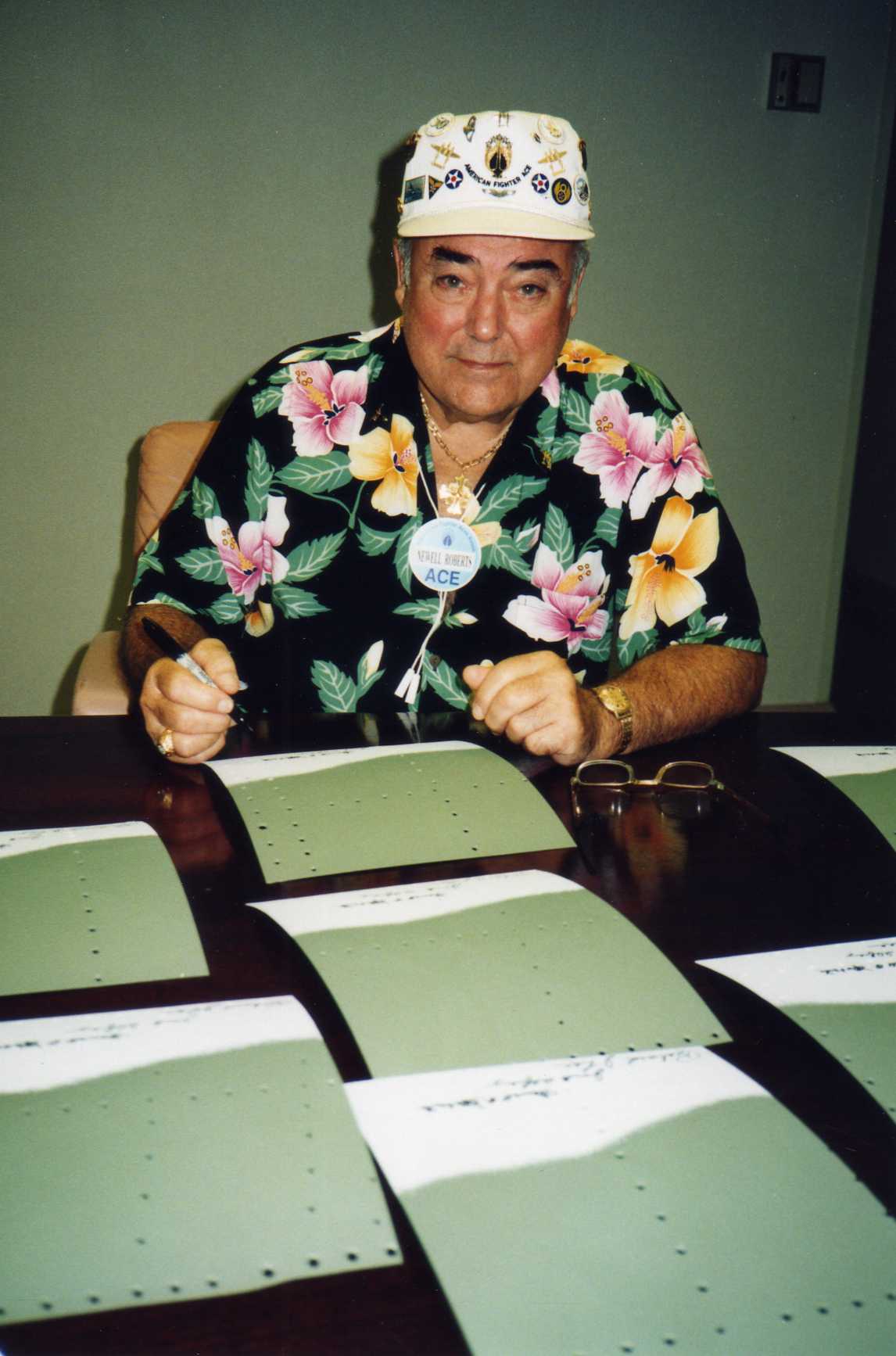 Ilfrey/Roberts/Lee trio-signed / 94th FS (on P-38 skin)