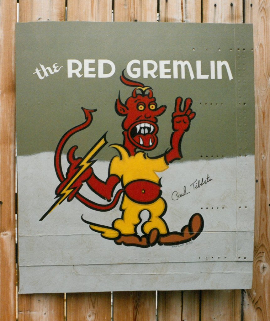 Signed RED GREMLIN B-17 Nose-Art on Aluminum